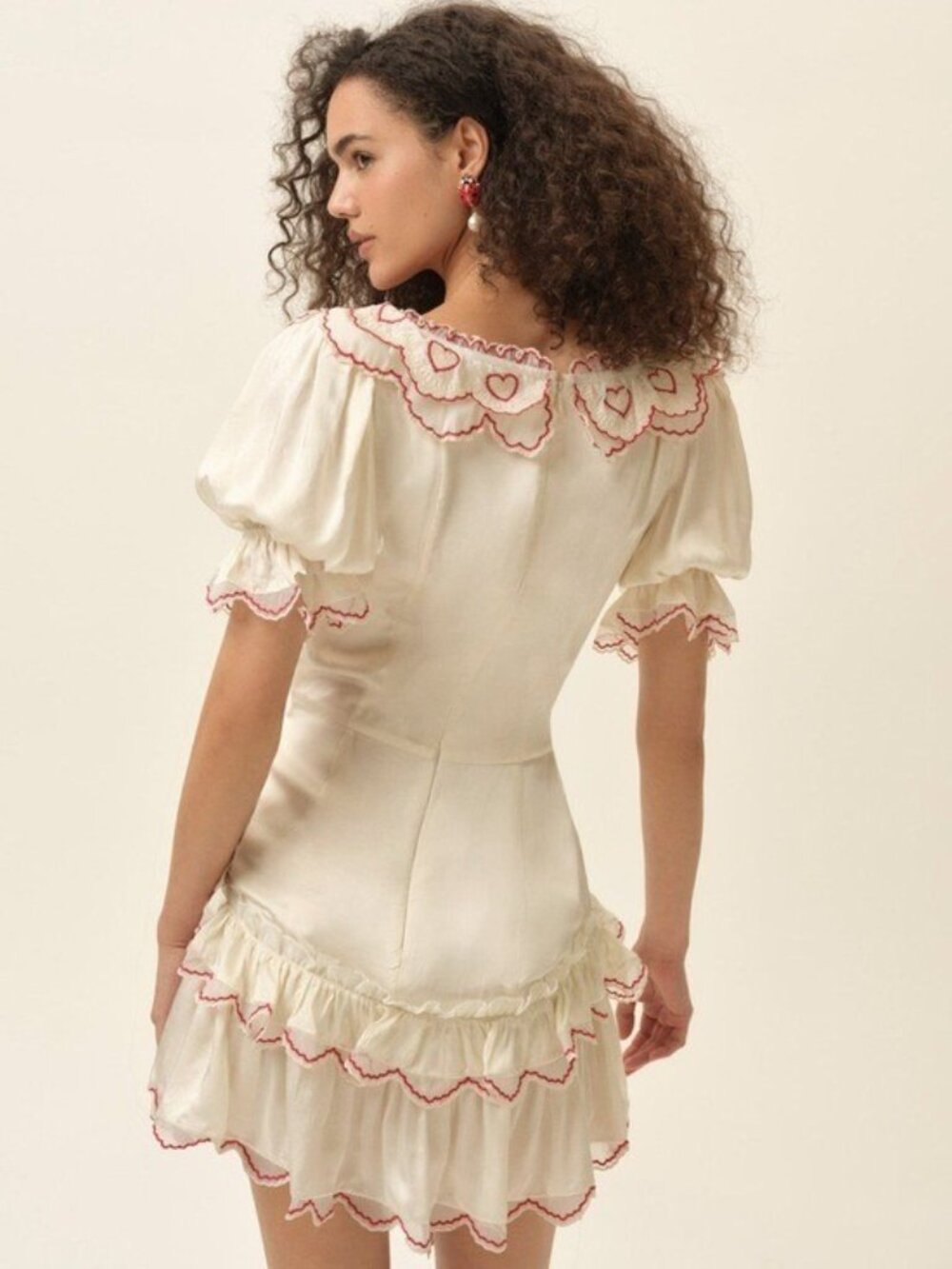 $369 NWT For Love And Lemons “Amor”Embroidered Mini Dress in Cream Sz XS - Picture 2 of 14